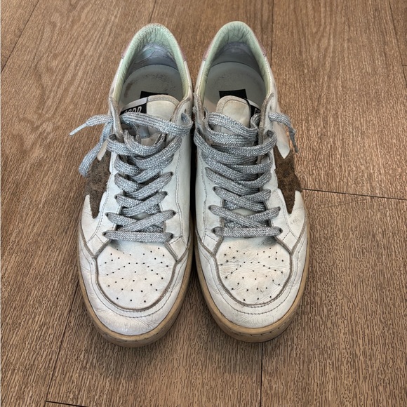 Golden Goose Shoes - Golden Goose Ballstar White Sneakers with Pink and Silver Accents